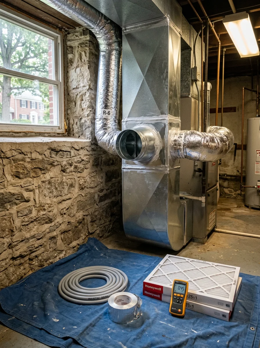 Indoor ductwork and vent serviced at a large residence in Devon, Pennsylvania